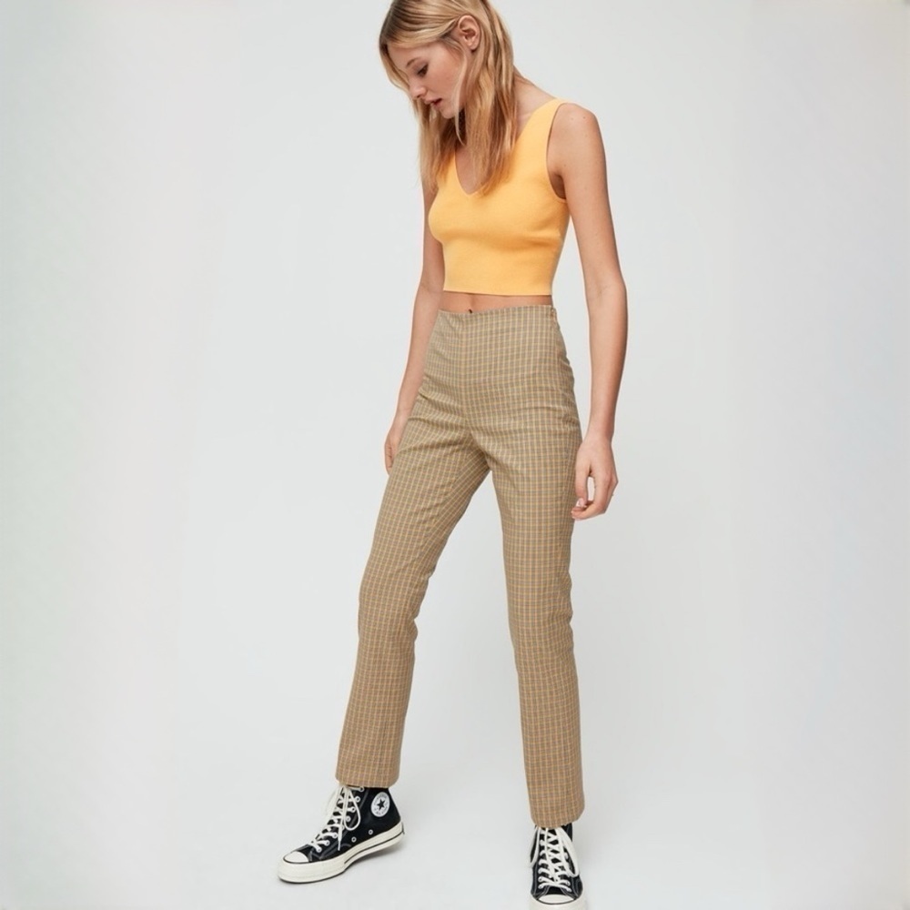 Aritzia Sunday Best Merida Plaid Cropped High Waisted Pants Size 2